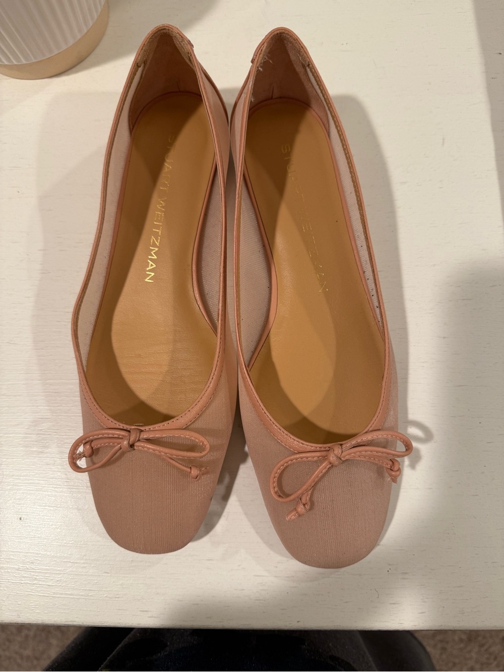 Stuart Weitzman Blush Pink Ballet Flats with Bow - Picture 6 of 7